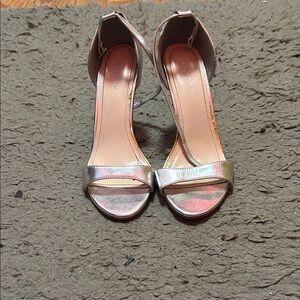 BAMBOO Metallic Ankle Strap Heels